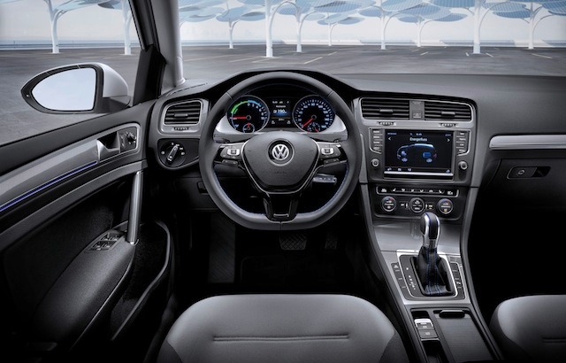 Interior of the Volkswagen e-Golf with digital displays